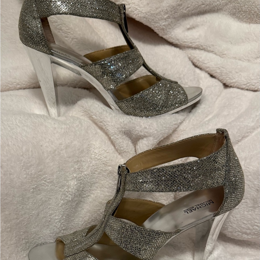 Silver Glitter Women's Heels Michael Kors